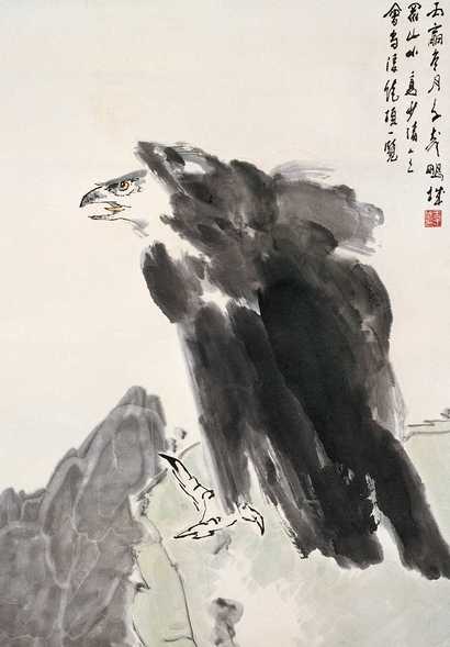 王子武 丙寅（1986年）作 鹰 立轴